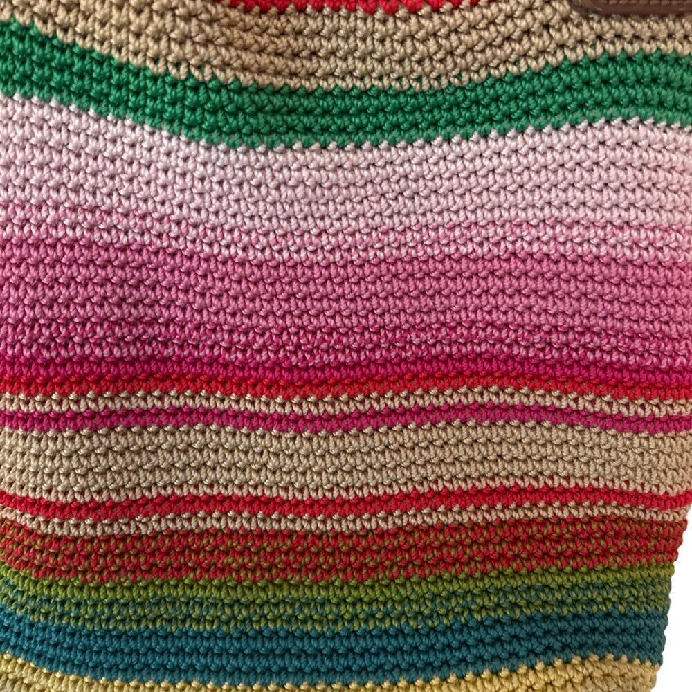 The Sak Cambria Crochet Vintage Rainbow Multicolor Shoulder Tote Handbag - Picture 3 of 7